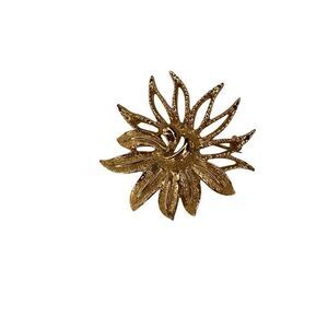 Vintage Gold Tone Sunburst Brooch Retro Sun Pin Statement Costume Jewelry Gift
